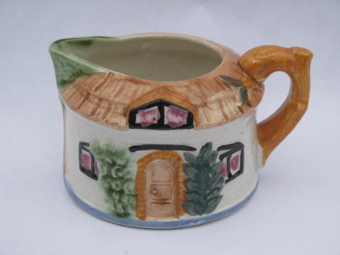 photo of hand-painted Occupied Japan vintage cottageware cream pitcher & sugar #2