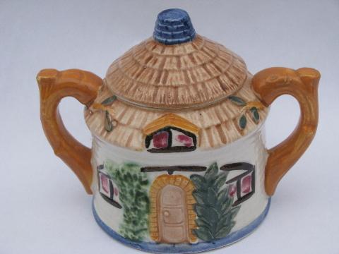 photo of hand-painted Occupied Japan vintage cottageware cream pitcher & sugar #3