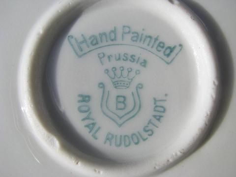 photo of hand-painted Prussia, artist signed antique Royal Rudolstadt rustic cottage plate #2