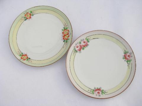 photo of hand-painted antique porcelain, early 1900s vintage china plates lot, all flowers #3