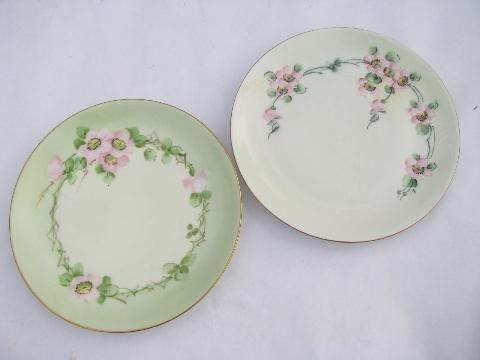 photo of hand-painted antique porcelain, early 1900s vintage china plates lot, all flowers #4