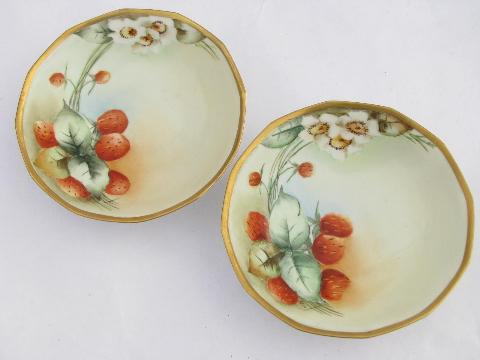 photo of hand-painted antique porcelain, early 1900s vintage china plates lot, all flowers #7