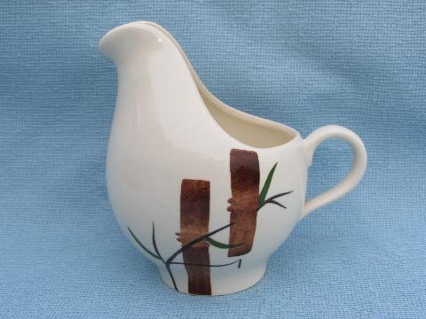 photo of hand-painted bamboo cream pitcher, Stetson pottery American Heritage #1