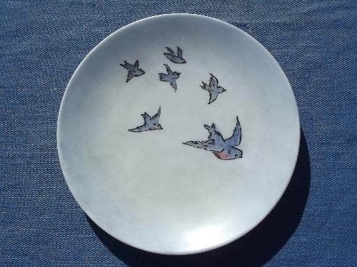 photo of handpainted bluebird china, vintage Austria plate w/ painted bluebirds #1