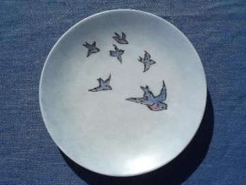 catalog photo of handpainted bluebird china, vintage Austria plate w/ painted bluebirds