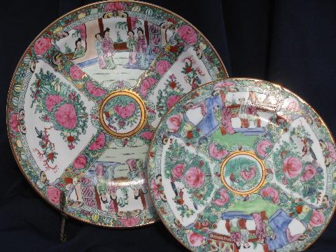 photo of hand-painted famille rose Chinese porcelain, large charger and plate #1