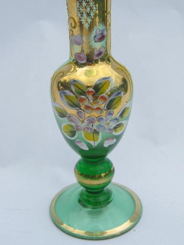 photo of hand-painted flowers & gold leaf, vintage Japan art glass vase etc. #5