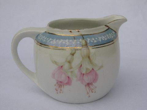 photo of hand-painted fuschias, old antique Made in Germany mark cream pitcher #2