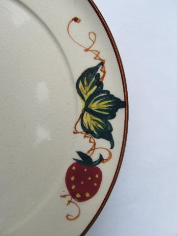 photo of hand-painted strawberries, vintage Japan condiment dish & spoons set #6