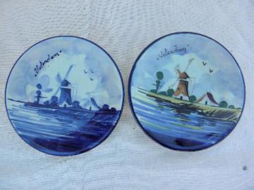 catalog photo of hand-painted vintage Delft pottery, Volendam Holland dutch scene plates