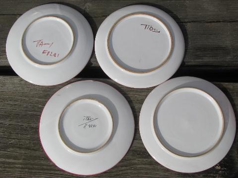 photo of hand-painted vintage Italian pottery, plates and large soup cup bowls #3