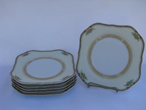 photo of hand-painted vintage Made in Japan Meito China, six square salad plates #1