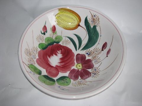 photo of hand-painted white ironstone spaghetti or salad bowl, vintage Japan #1