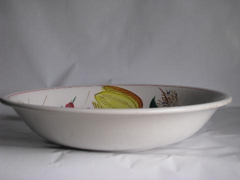 photo of hand-painted white ironstone spaghetti or salad bowl, vintage Japan #2