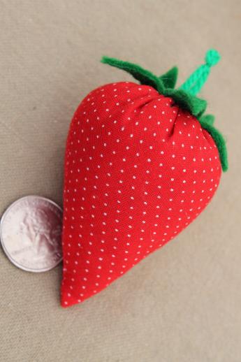 photo of hand-stitched stuffed strawberries in wicker berry basket, folk art strawberry basket #4