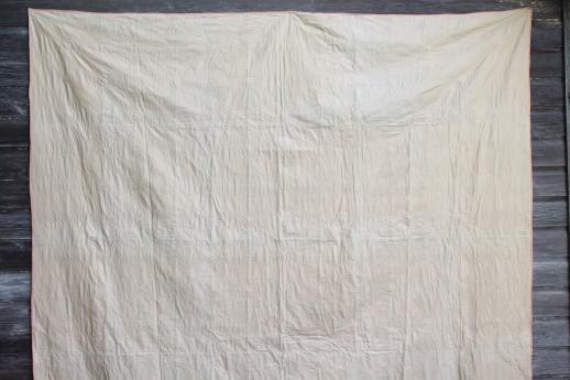 photo of hand-stitched vintage cotton quilt, pinwheel star quilt in apricot & aqua #9