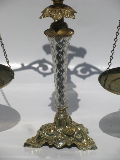 photo of hanging balance scales for display, retro 50s lucite plastic and gold #2