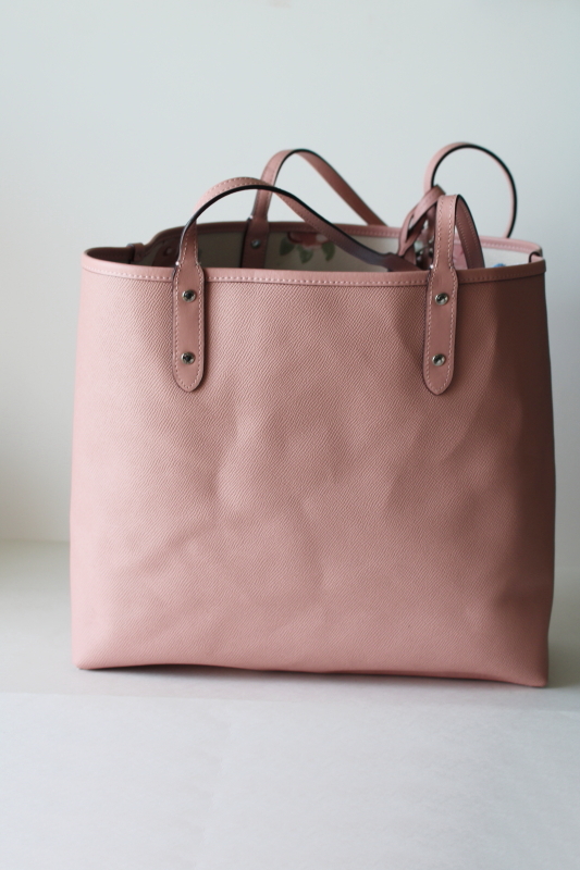 photo of hard to find large flower print pink reversible Coach city tote bag w/ wristlet purses  #2