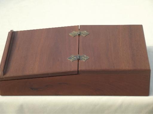 photo of hardwood artist box  lap desk w/ sloped easel writing / drawing surface #4