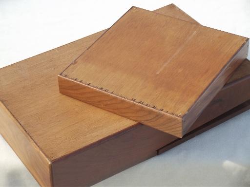 photo of hardwood artist box  lap desk w/ sloped easel writing / drawing surface #8