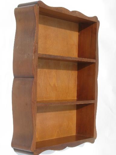 photo of hardwood wall box hanging shelf, cottage whatnot shelves, 50s vintage #1