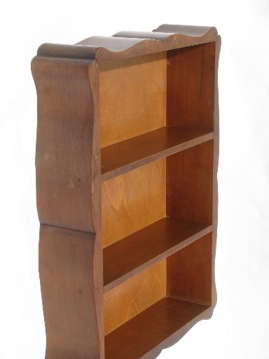 photo of hardwood wall box hanging shelf, cottage whatnot shelves, 50s vintage #3