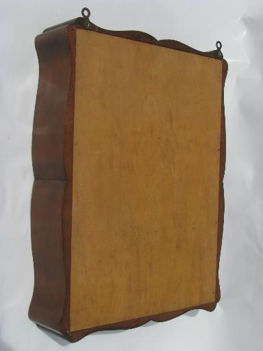 photo of hardwood wall box hanging shelf, cottage whatnot shelves, 50s vintage #4