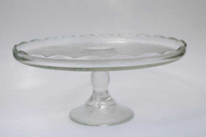 photo of harp pattern sandwich glass cake plate (plain, no gold) vintage pressed glass #5