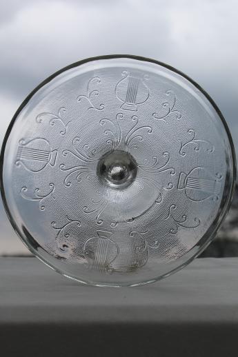 photo of harp pattern vintage despression glass cake stand, pedestal cake plate  #2