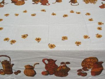 catalog photo of harvest kitchen vintage printed linen tablecloth, Califoria Hand Print?