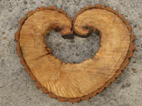 photo of heart wood natural primitive log and tree bark rustic wreath wall art #4