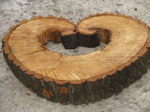 photo of heart wood natural primitive log and tree bark rustic wreath wall art #5