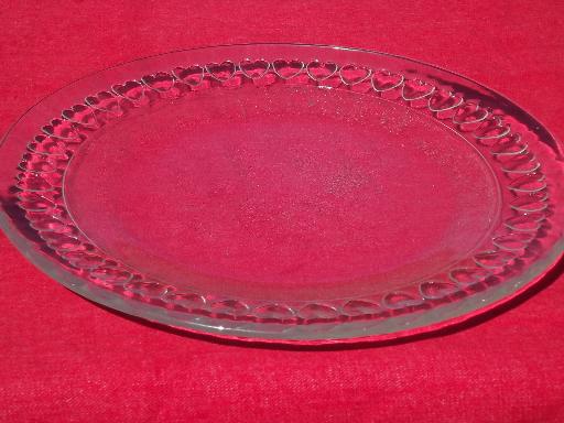 photo of hearts border Pilgrim glass holiday cake plate or round serving tray #1