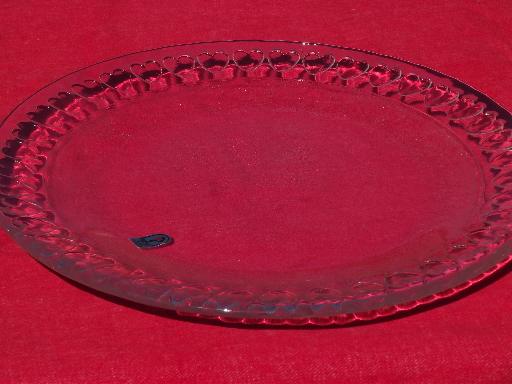 photo of hearts border Pilgrim glass holiday cake plate or round serving tray #1