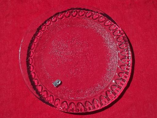 photo of hearts border Pilgrim glass holiday cake plate or round serving tray #2