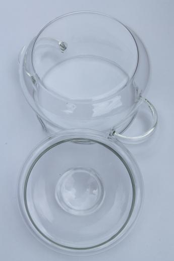 photo of heat proof clear glass stockpot or cooking kettle, 2 quart pot w/ lid #6