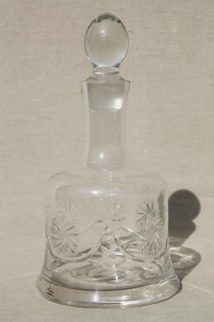 photo of heavy Bohemian crystal decanter bottle w/ stopper, vintage ships decanter #1