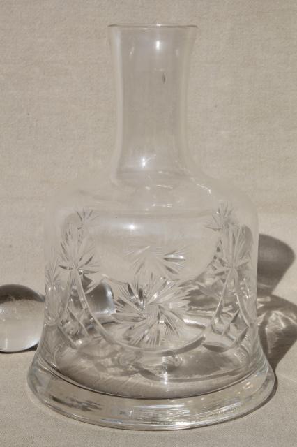 photo of heavy Bohemian crystal decanter bottle w/ stopper, vintage ships decanter #2