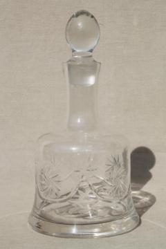 catalog photo of heavy Bohemian crystal decanter bottle w/ stopper, vintage ships decanter