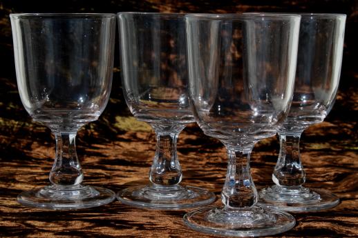 photo of heavy antique glass goblets, 1800s vintage flint glass water glasses set of 4 #1