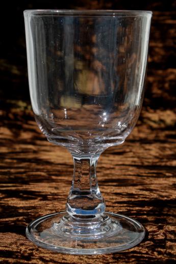 photo of heavy antique glass goblets, 1800s vintage flint glass water glasses set of 4 #2