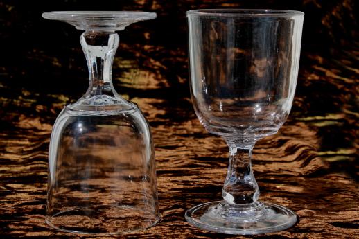 photo of heavy antique glass goblets, 1800s vintage flint glass water glasses set of 4 #3