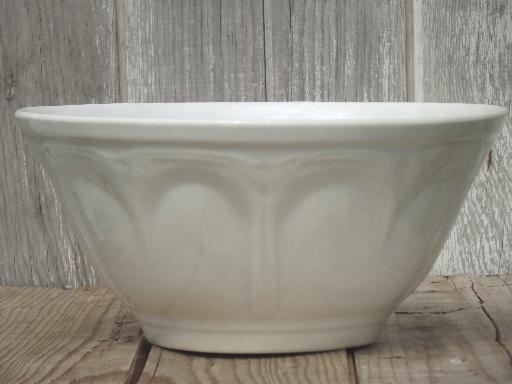 photo of heavy antique white ironstone china mixing bowl, unmarked vintage ironstone #1