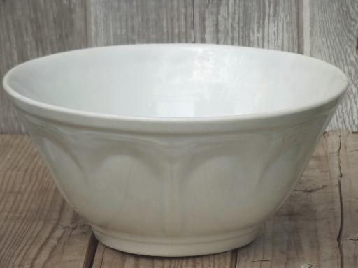 photo of heavy antique white ironstone china mixing bowl, unmarked vintage ironstone #2