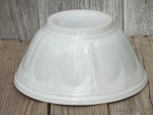 photo of heavy antique white ironstone china mixing bowl, unmarked vintage ironstone #4