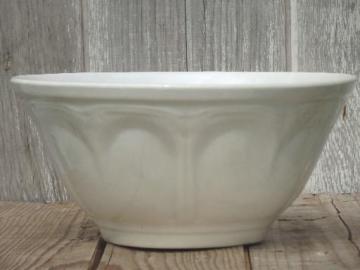 catalog photo of heavy antique white ironstone china mixing bowl, unmarked vintage ironstone