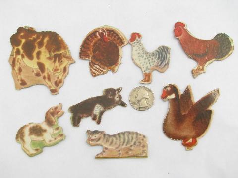photo of heavy cardboard die-cut animals and people, old puzzle pieces for crafts #2