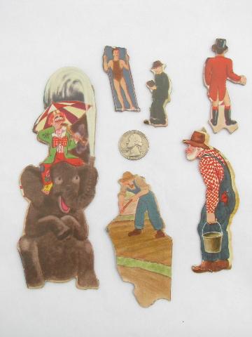 photo of heavy cardboard die-cut animals and people, old puzzle pieces for crafts #3