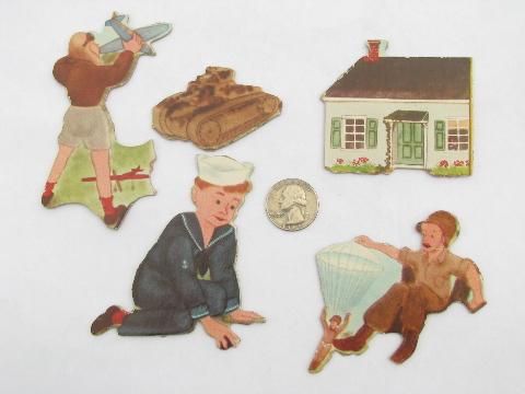 photo of heavy cardboard die-cut animals and people, old puzzle pieces for crafts #4