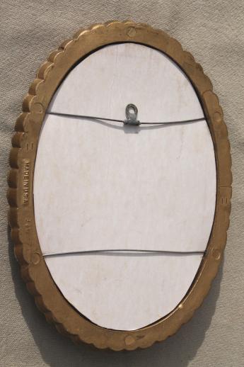 photo of heavy carved vintage gold Burwood oval frame w/ cut paper silhouette picture #6